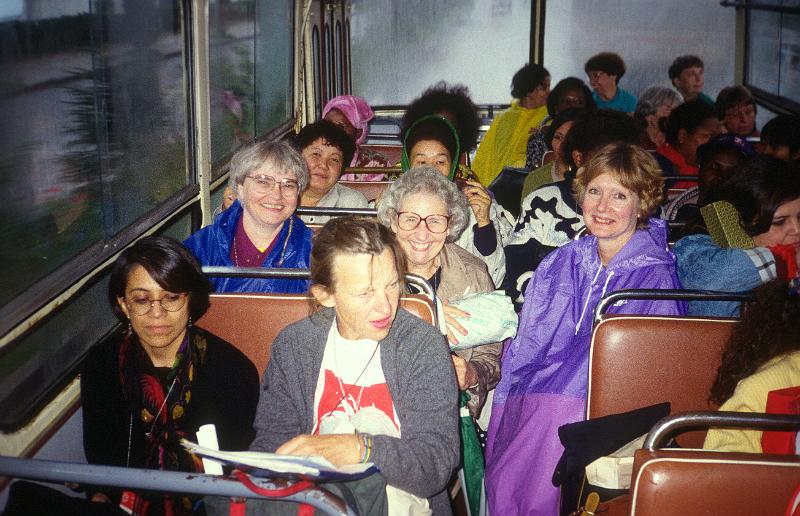 0120-Judy with mates on bus to Huairou.jpg - Judy with mates on bus to Huairou China and the NGO (Non-Governmental Organization) Forum.